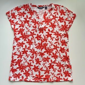 LANDS END RED AND WHITE TUNIC TEE